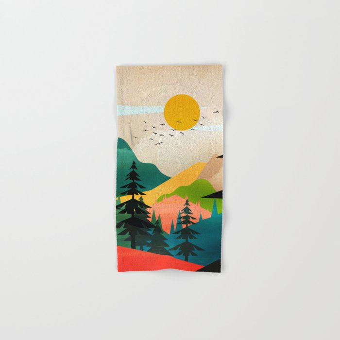 Colorful Morning in the Mountain Forest Bath Towel Gallery Image 1