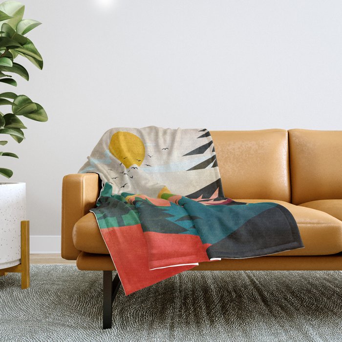 Colorful Morning in the Mountain Forest Throw Blanket Gallery Image 1