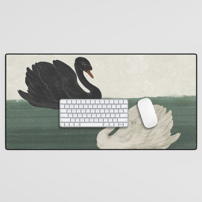 Black Swan White Swan Desk Mat Gallery Image 1