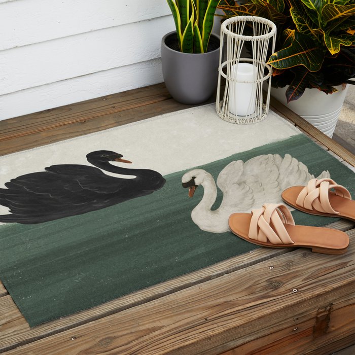 Black Swan White Swan Outdoor Rug Gallery Image 2