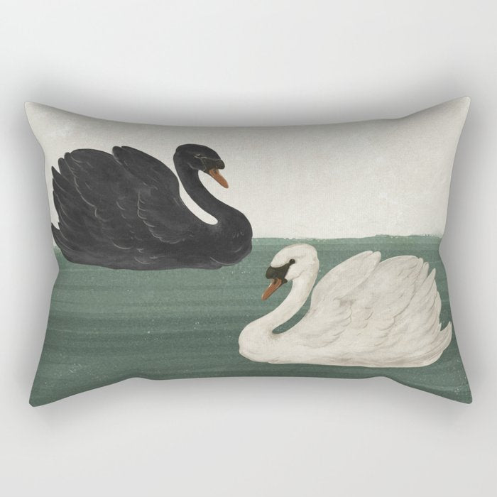 Black Swan White Swan Rectangular Pillow Gallery Image 1