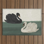 Black Swan White Swan Outdoor Rug Gallery Image 1