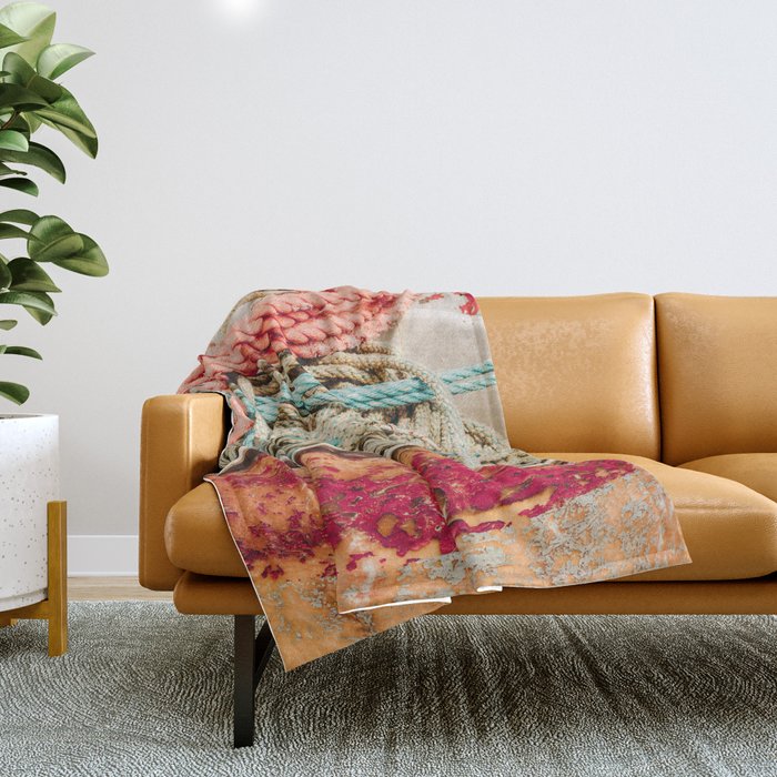 Coastal Nautical Study Throw Blanket Gallery Image 1