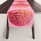 Pink concha bread mexican concha pan dulce mexican food lover Table Runner Gallery Image 1