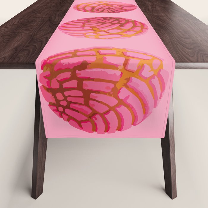 Pink concha bread mexican concha pan dulce mexican food lover Table Runner Gallery Image 1