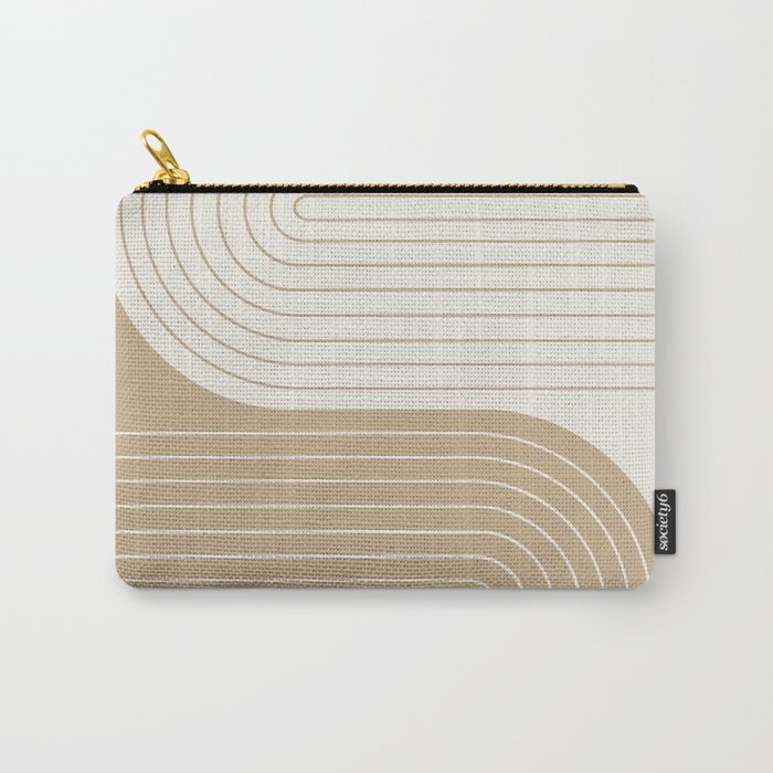 Two Tone Line Curvature LXV Earthy Boho Modern Arch Abstract Carry All Pouch Gallery Image 1