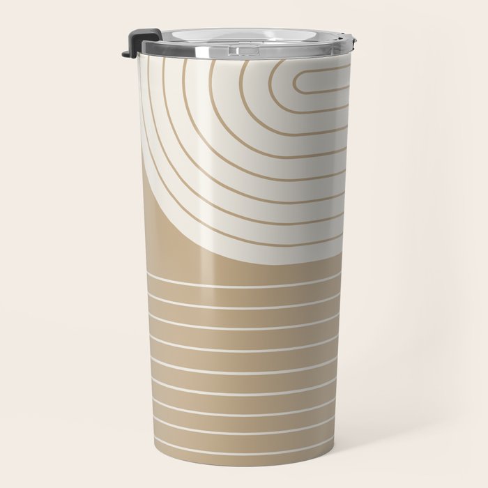 Two Tone Line Curvature LXV Earthy Boho Modern Arch Abstract Travel Mug Gallery Image 3