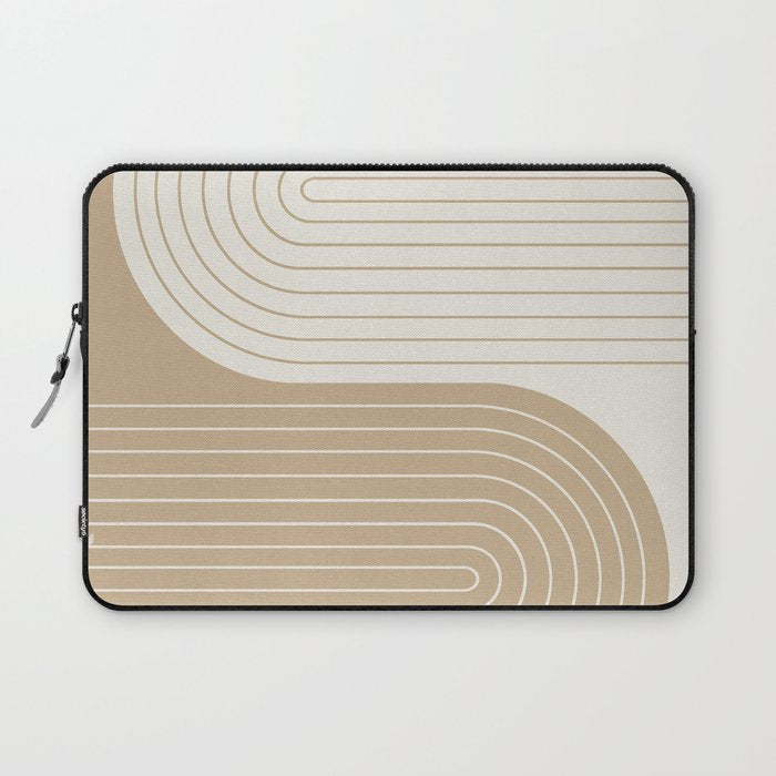 Two Tone Line Curvature LXV Earthy Boho Modern Arch Abstract Laptop Sleeve Gallery Image 1