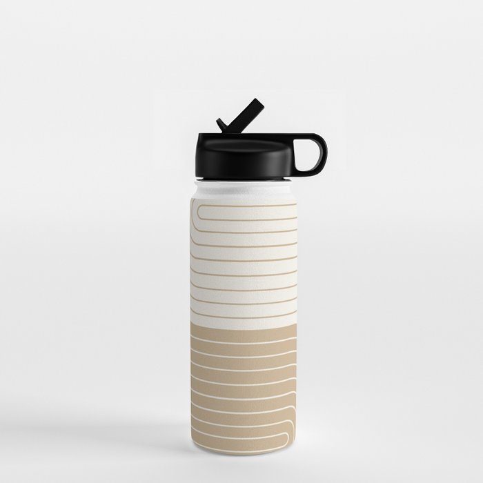 Two Tone Line Curvature LXV Earthy Boho Modern Arch Abstract Water Bottle Gallery Image 1