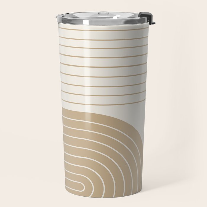 Two Tone Line Curvature LXV Earthy Boho Modern Arch Abstract Travel Mug Gallery Image 2