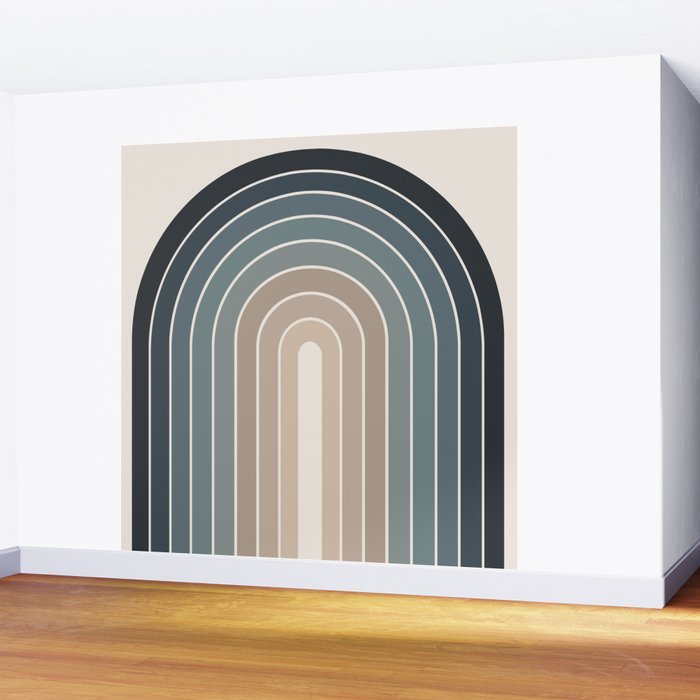 Gradient Arch XXVIII Earthy Blue Mid Century Modern Rainbow Wall Mural Gallery Image 2