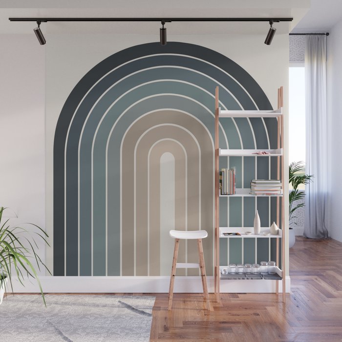 Gradient Arch XXVIII Earthy Blue Mid Century Modern Rainbow Wall Mural Gallery Image 1