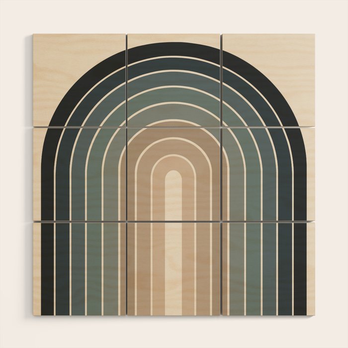 Gradient Arch XXVIII Earthy Blue Mid Century Modern Rainbow Wood Wall Art Gallery Image 1