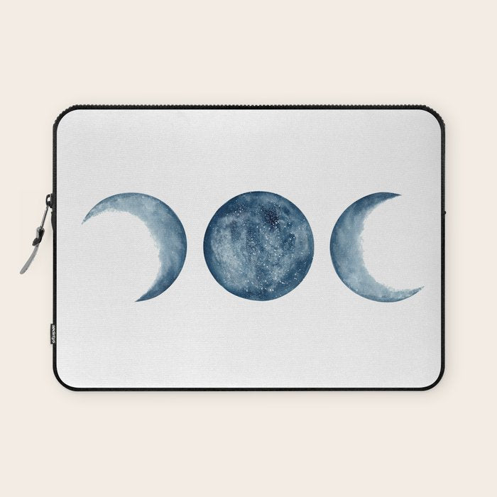 Blue Moon Phases Watercolor Laptop Sleeve Gallery Image 1
