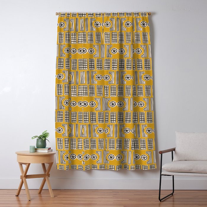 Handcut Geometry - Mustard Window Curtain Gallery Image 5