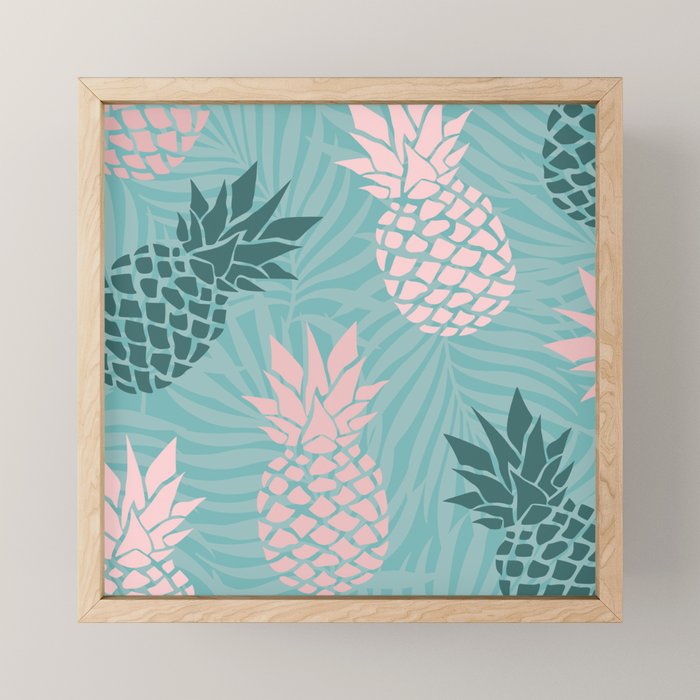 Summer, Pineapple Art, Pink, Turquoise, Teal Mini Art Print Gallery Image 1