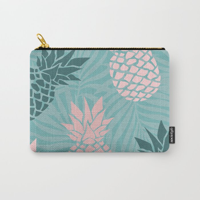 Summer, Pineapple Art, Pink, Turquoise, Teal Carry All Pouch Gallery Image 1