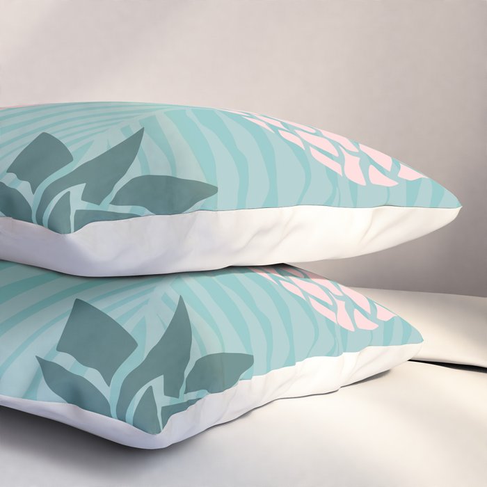 Summer, Pineapple Art, Pink, Turquoise, Teal Pillow Sham Gallery Image 3