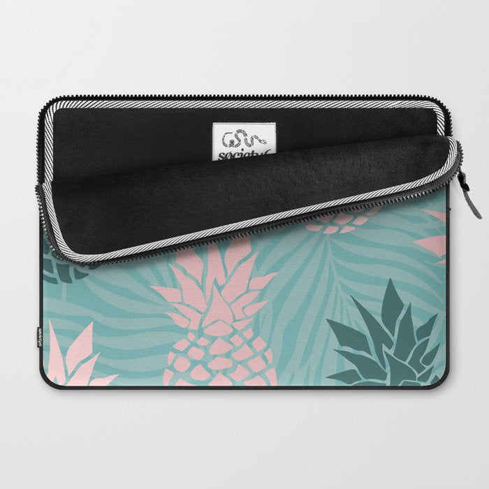 Summer, Pineapple Art, Pink, Turquoise, Teal Laptop Sleeve Gallery Image 2