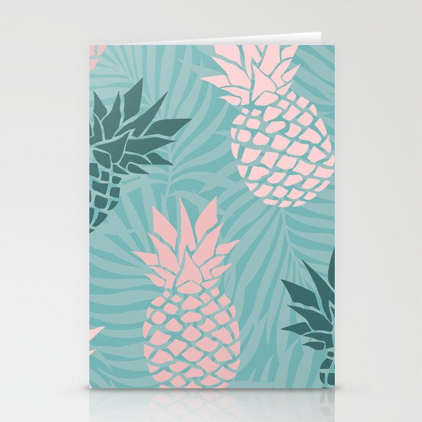 Summer, Pineapple Art, Pink, Turquoise, Teal Stationery Card Gallery Image 1
