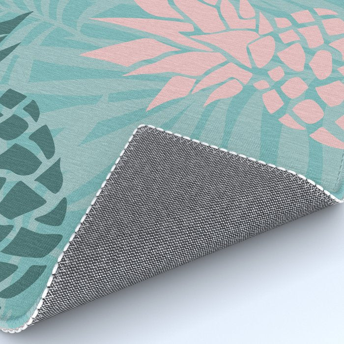 Summer, Pineapple Art, Pink, Turquoise, Teal Rug Gallery Image 4
