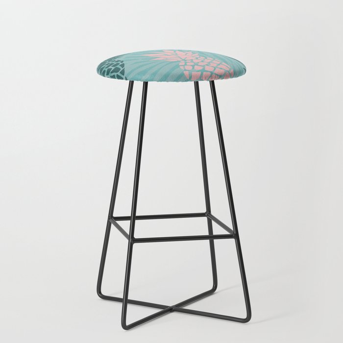 Summer, Pineapple Art, Pink, Turquoise, Teal Stool Gallery Image 1