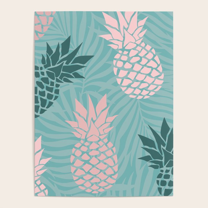 Summer, Pineapple Art, Pink, Turquoise, Teal Poster Gallery Image 4