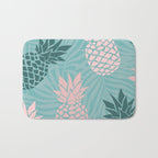 Summer, Pineapple Art, Pink, Turquoise, Teal Bath Mat Gallery Image 1