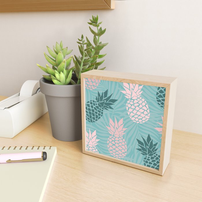 Summer, Pineapple Art, Pink, Turquoise, Teal Mini Art Print Gallery Image 2