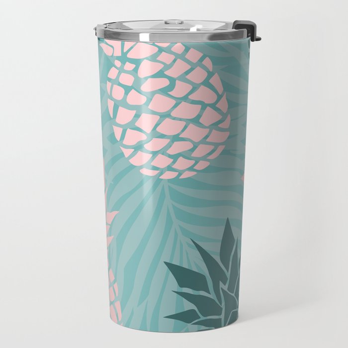 Summer, Pineapple Art, Pink, Turquoise, Teal Travel Mug Gallery Image 2