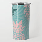 Summer, Pineapple Art, Pink, Turquoise, Teal Travel Mug Gallery Image 1