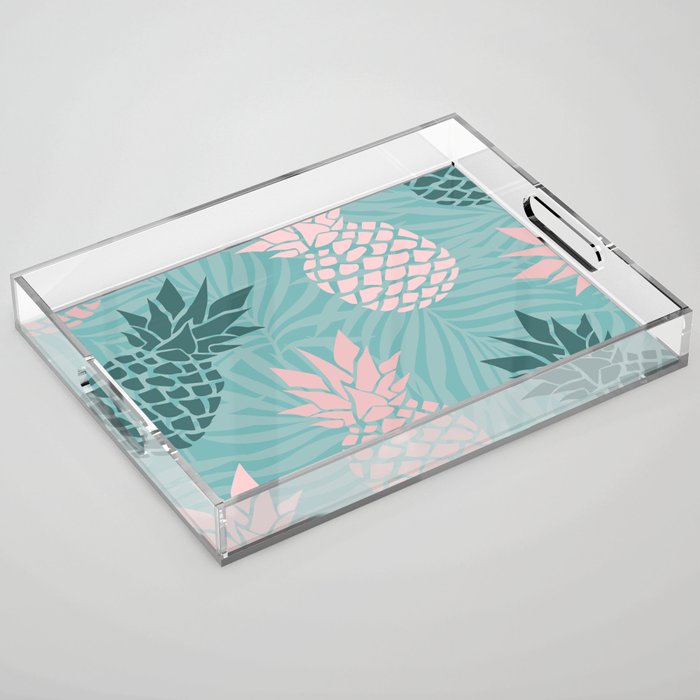 Summer, Pineapple Art, Pink, Turquoise, Teal Acrylic Tray Gallery Image 1