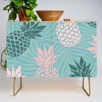 Summer, Pineapple Art, Pink, Turquoise, Teal Credenza Gallery Image 1
