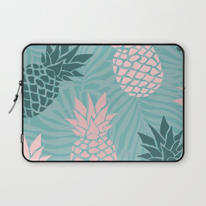 Summer, Pineapple Art, Pink, Turquoise, Teal Laptop Sleeve Gallery Image 1
