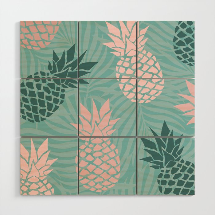 Summer, Pineapple Art, Pink, Turquoise, Teal Wood Wall Art Gallery Image 1