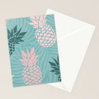 Summer, Pineapple Art, Pink, Turquoise, Teal Stationery Card Gallery Image 2