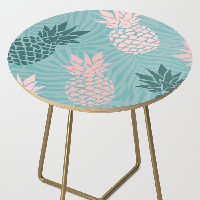 Summer, Pineapple Art, Pink, Turquoise, Teal Side Table Gallery Image 2
