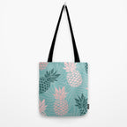 Summer, Pineapple Art, Pink, Turquoise, Teal Tote Bag Gallery Image 2