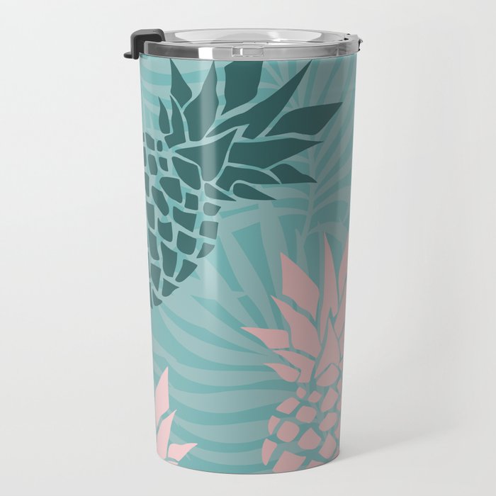 Summer, Pineapple Art, Pink, Turquoise, Teal Travel Mug Gallery Image 3