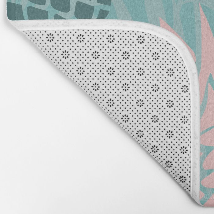 Summer, Pineapple Art, Pink, Turquoise, Teal Bath Mat Gallery Image 2