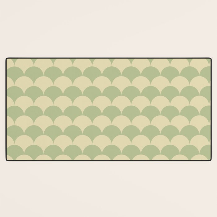 Soft green geometric scallop pattern Desk Mat Gallery Image 3