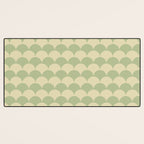 Soft green geometric scallop pattern Desk Mat Gallery Image 3