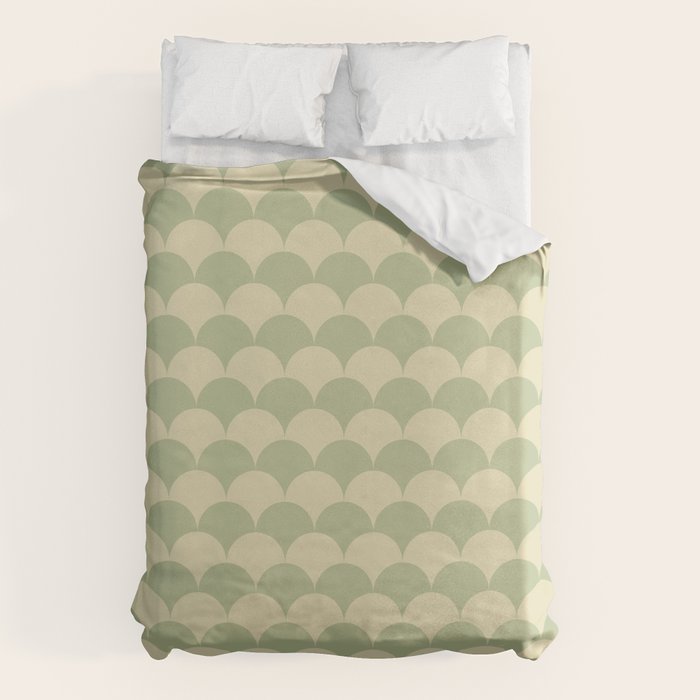 Soft green geometric scallop pattern Duvet Cover Gallery Image 6