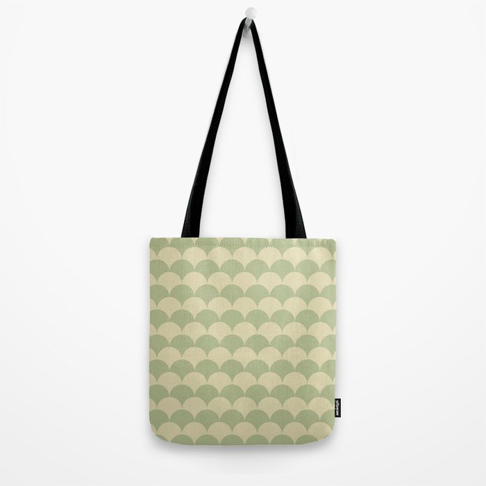Soft green geometric scallop pattern Tote Bag Gallery Image 2