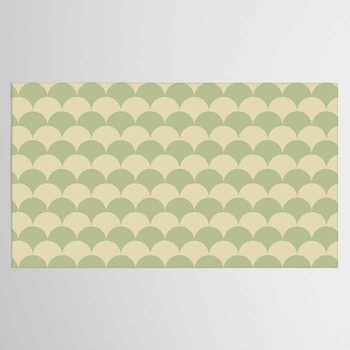 Soft green geometric scallop pattern Tablecloth Gallery Image 2