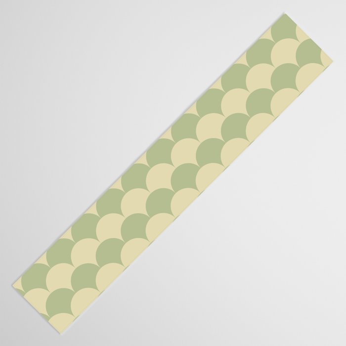 Soft green geometric scallop pattern Table Runner Gallery Image 3
