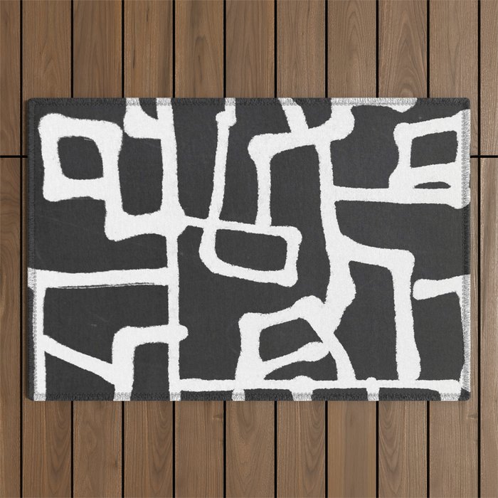 abstract-black and white Outdoor Rug Gallery Image 1