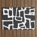 abstract-black and white Outdoor Rug Gallery Image 1