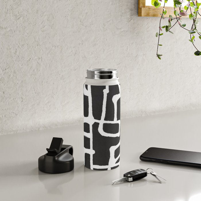 abstract-black and white Water Bottle Gallery Image 4