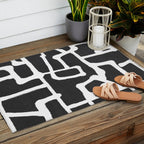abstract-black and white Outdoor Rug Gallery Image 2